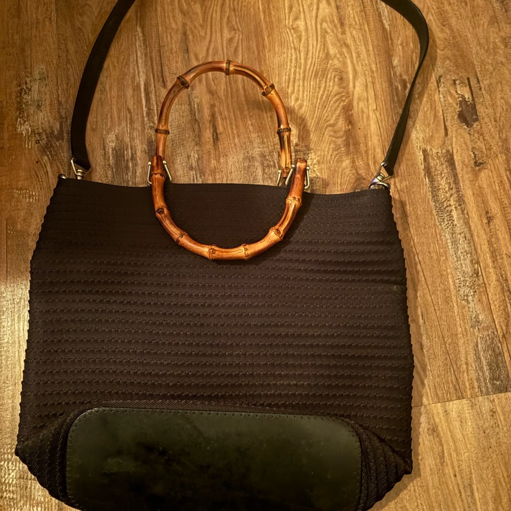 Gucci Vintage Black Tote with Bamboo Handle